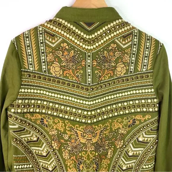 Spell and the Gypsy Green Jacket Embroidered Panther Small - Picture 6 of 14